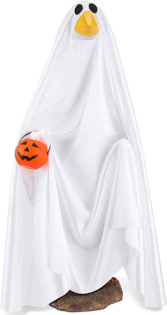 Halloween Goose Outfit Ghost Porch Outfits Yard Clothes Silly Lawn Shirt for 23'' Cement Plastic Duck Decorations