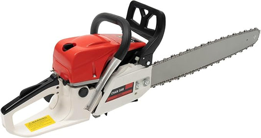 22 Inch Gas Chainsaw 52CC 2KW Petrol Chainsaws 2-Stroke Engine Chainsaw Chain Saw Set for Cutting Wood Outdoor Home Farm Us (Red-White)