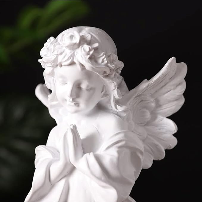 YUEOECOR Praying Angel Figurine, Waterproof Angel Wings Statue, Garden Memorial Angel, Resin Praying Angel Figurine for Home Decor or Garden