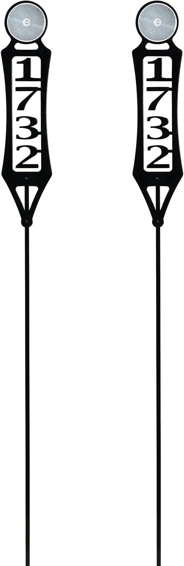 Pathways Vertical Custom Reflective Driveway Marker Set of Two | Personalize with 1-5 House Numbers or Last Name | Black Finish for Outdoors Year-Round | Unique Address Reflector Stake Set of 2