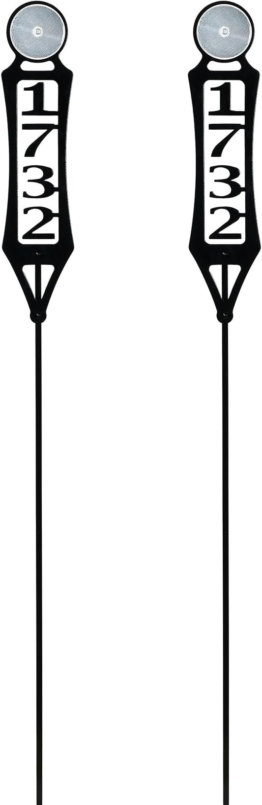 Pathways Vertical Custom Reflective Driveway Marker Set of Two | Personalize with 1-5 House Numbers or Last Name | Black Finish for Outdoors Year-Round | Unique Address Reflector Stake Set of 2
