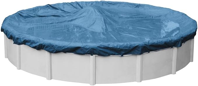 Robelle 18 ft Heavy Duty Blue Winter Pool Cover for Above Ground Pools, 4 ft Overlap (22 ft Cover Size), Solid 8 x 8 Scrim, 2.36 oz/yd2, 10-Year Warranty, Style: 3518-4