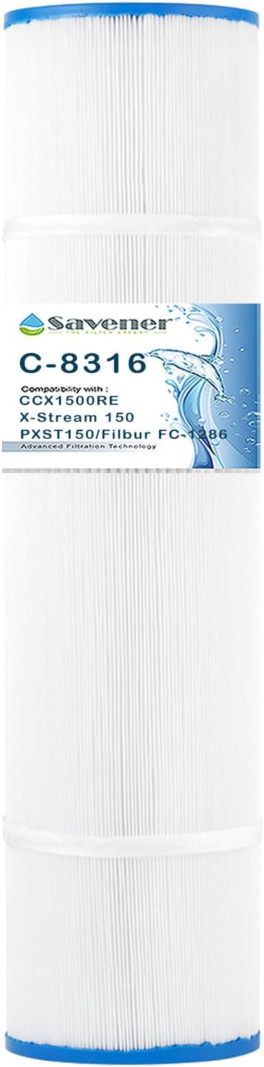Savener® C-8316 Pool Filter Cartridge, Replaces Hayward CCX1500RE, X-Stream 150, CCX1500-RE, X-Stream CC1500, PLFPXST150, PXST150, FC-1286, HF8316-01, 817-0150n, 817-0150P, 150 Sq. Ft, 1 Pack