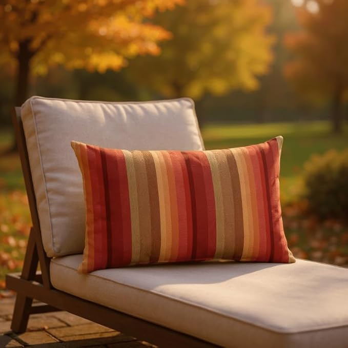 RSH DECOR: Sunbrella Pillow Covers Set of 2 | Covers Only - 20" x 12" | Outdoor Lumbar Pillow Covers Crafted with Sunbrella Performance Fabric | Astoria Sunset