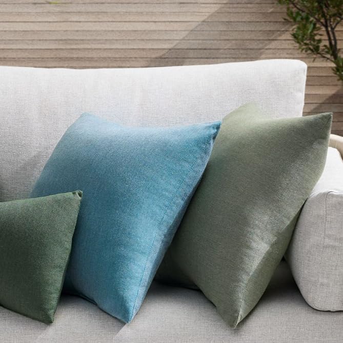 RSH DECOR: Sunbrella Square Throw Pillows Set of 4 | 20" x 20" | Water and Fade-Resistant Performance Fabric | Outdoor Pillow Covers with Down-Alternative Inserts | Canvas Aruba