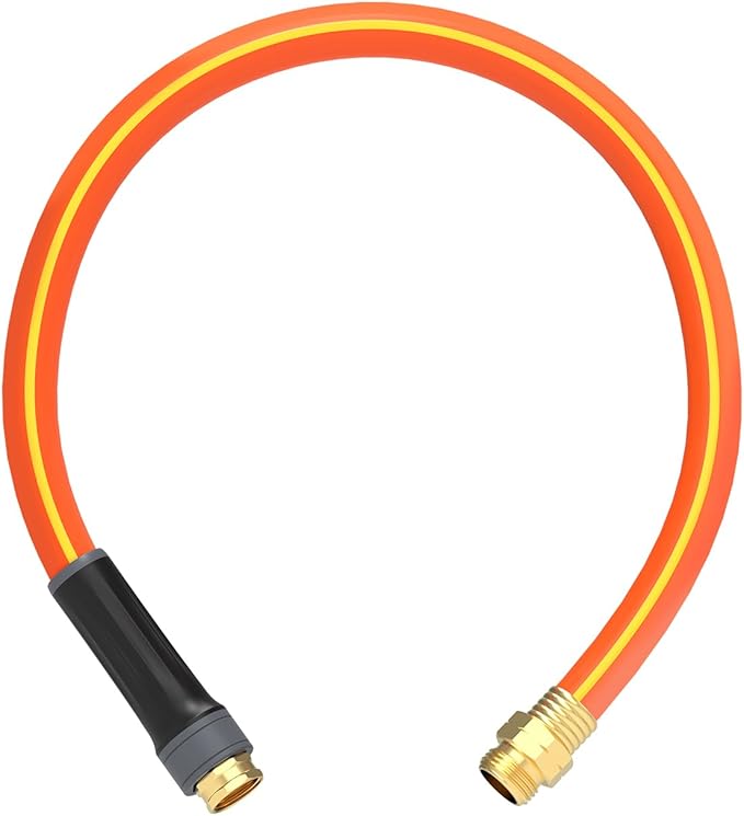 Hybrid Hose 3ft x 5/8",Short Garden Water Hose Heavy Duty,Flexible, Lightweight Hybrid Water Hose with Swivel Handle,3/4'' Brass Fittings,Available For Reel Cart Backyard Burst 500 PSI