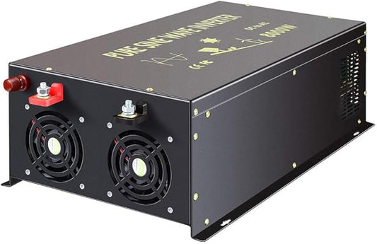 WZRELB 8000W 48V 120V Pure Sine Wave Power Inverter with 2 AC Outlets,Bipolar High-Frequency Inverter, RBH-800048