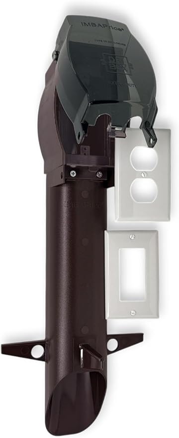 iMBAPrice IMBA-GPD19BR 19.5" Bronze Outdoor Power Post Enclosure, 1-Pack – Weatherproof in-Use Electrical Outlet Stake with Cover, Built-in Stabilizers for Garden & Landscape Lighting