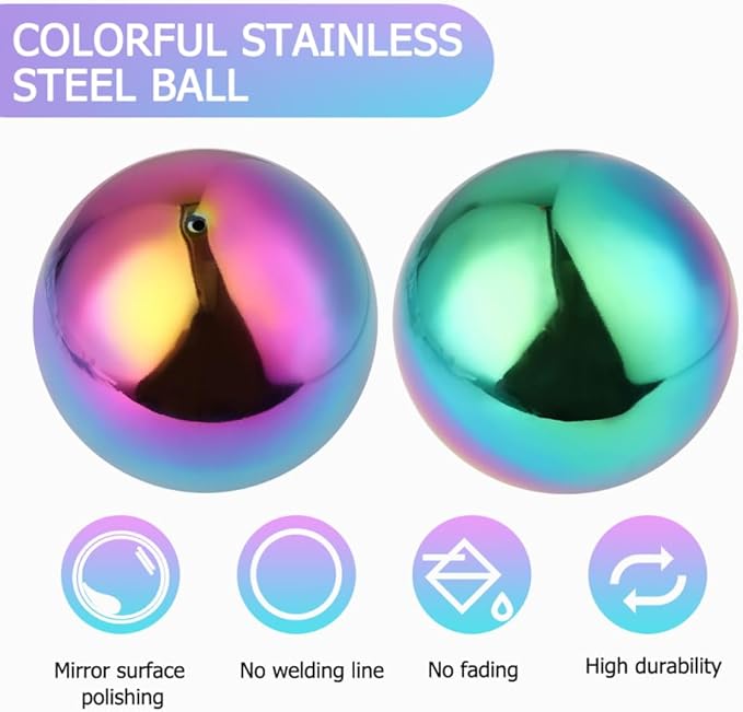 BESPORTBLE 4.68 Inch Stainless Steel Gazing Ball Hollow Mirror Polished Decorative Sphere for Home Garden Patio Lawn Indoor Outdoor