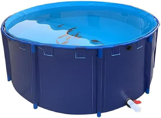 Canvas Fish Pond Pool,Above Ground Pond,PVC Fish Pond,Round Thickening Fish Pond Pool,Pool Above Ground with Durable Framed,for Fish Farming,Aquatic Products Breeding Pond 59 X31.5 in/356Gal