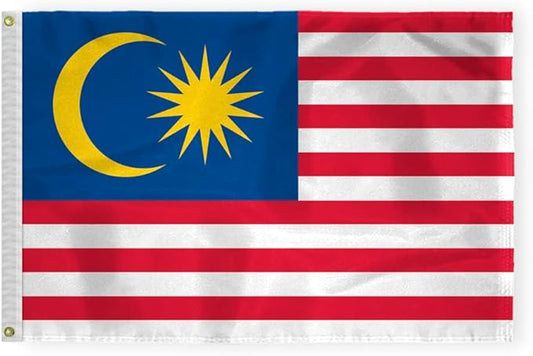 AGAS Malaysia Flag 2x3 ft Outdoor 200D Nylon Double Stitched Hem Rust Proof Brass Grommets Canvas Header Malaysian National Flag