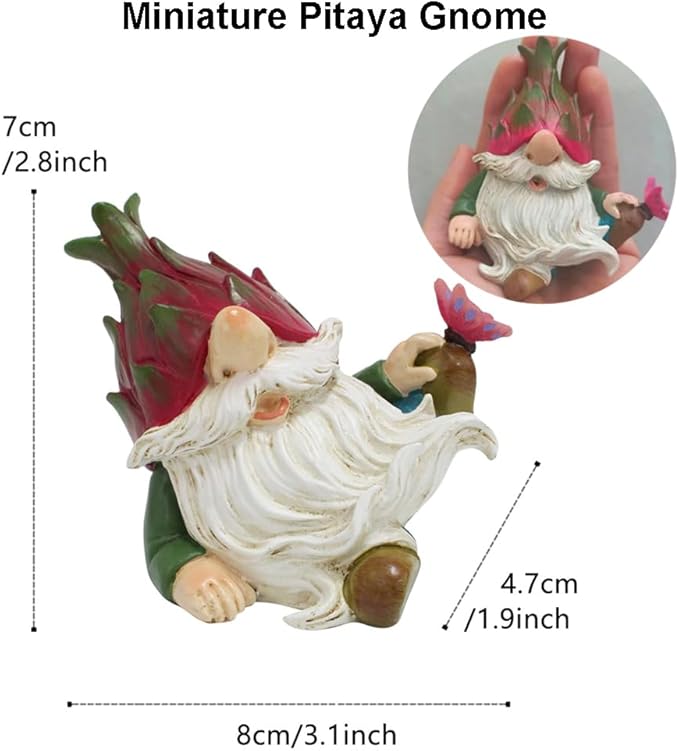 Purple Star Mini Gnome Fairy Garden Gnome Miniature Figurines for Fairy Garden Accessories Outdoor Small Resin Gnomes Statue Decor for Plant Pots Decorations Red