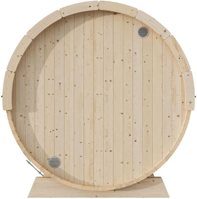 EuroSauna 2-Person Outdoor Barrel Sauna with Shingles, Lighting, & 6kW Harvia Sauna Heater, 81x59