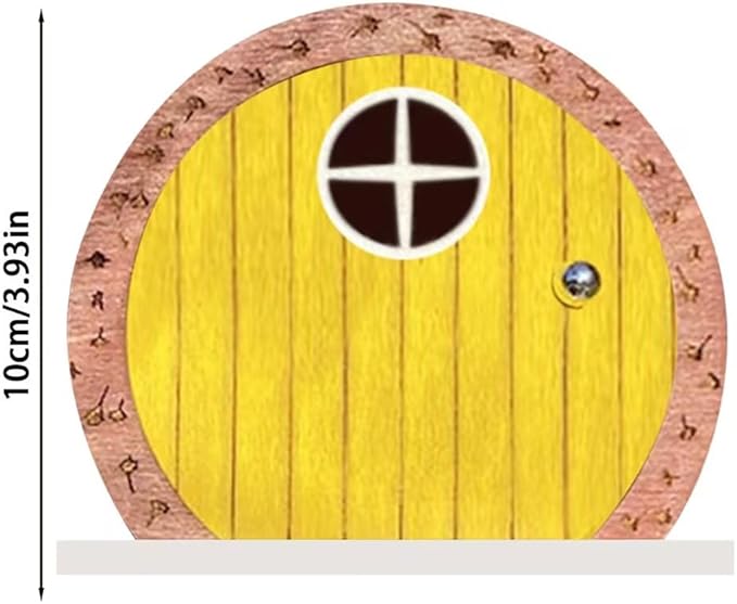 Yellow Archway Mini Fairy Garden Door for Tree, 3D Miniature Fairy Door for Fairytale Tiny House Doors, Bonsai Terrarium Micro Landscape Decoration Accessories Garden Miniatures