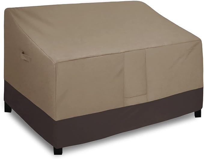 Easy-Going Waterproof Outdoor Couch Cover, Heavy Duty 3-Seater Patio Sofa Cover, Winchdproof Outdoor Furniture Cover with Air Vent (80Wx37Dx33H inch, Camel/Dark Brown)