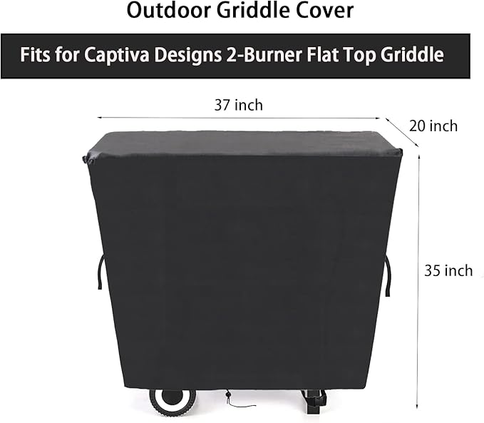 Kingling Grill Cover Fits for Captiva Designs 2-Burner Propane Gas Grill, Waterproof Heavy Duty Barbecue Griddle Cover - 37''x20''x35''