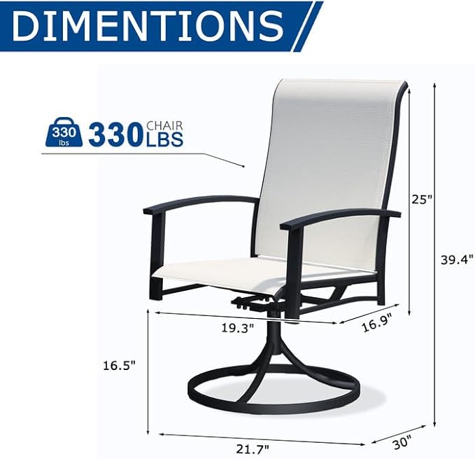 Patio Swivel Chairs Set of 8, Outdoor Swivel Chairs with Armrest, High Back Patio Chair with Metal Frame, All-Weather Outdoor Dining Chair for Deck, Porch and Lawn, Oyster Beige