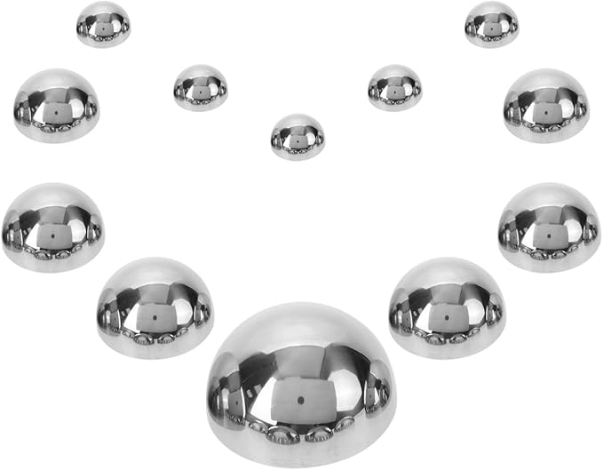 HANABASS 12Pcs Gazing Balls Reflective Hemisphere Stainless Steel Garden Mirror Globe Polished Ornament Sphere Hollow for Home Outdoor Pond Housewarming Swimming Pool Decoration