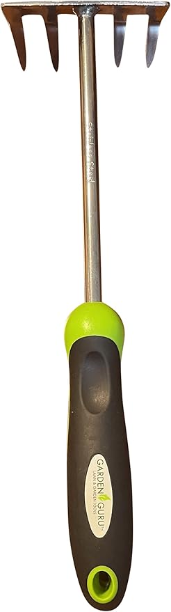 Garden Guru Stainless Steel Hand Rake Cultivator Tiller Tool - Stainless Steel for Ultimate Strength - Rust Resistant - Ergonomic Handle - Gardening Cultivating Loosening Weeding Mulching (2 Pack)