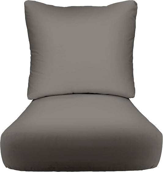 RSH DECOR Indoor Outdoor Deep Seating Chair Cushion with Pillow Back | All Weather Polyester Fabric | Seat 25" W x 25" D & Back 25" W x 21" H | Charcoal Grey