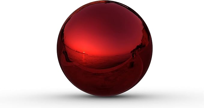 Lulu Decor, 2 pcs Red Stainless Steel Gazing Mirror Ball Size 12, Smooth Reflective Shiny Garden Decoration Globe (2 Pc)