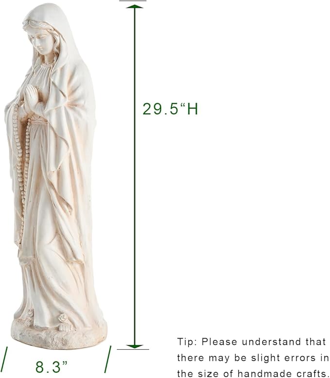 Virgin Mary Outdoor Statue - Religious Garden Statue, Blessed Mother, Virgen De Guadalupe, Large Outdoor Garden, Ivory