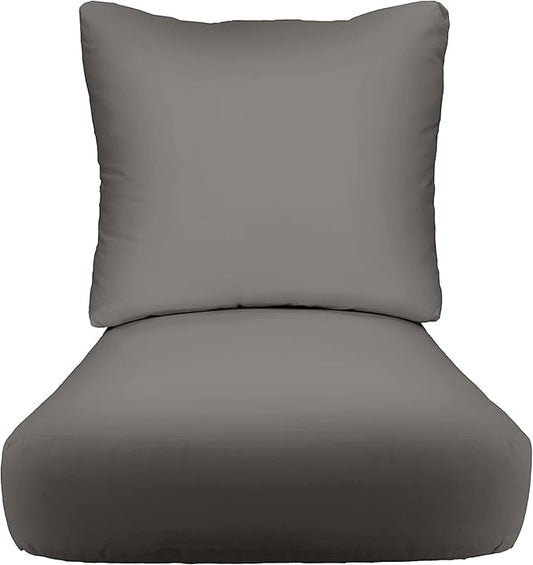 RSH DECOR: Deep Seating Cushion with Pillow Back | 23” x 26” Seat | All-Weather Spun Fabric | Water and Fade-Resistant | Outdoor Chair Cushion Set for Patio Furniture | Charcoal Grey (Gray)
