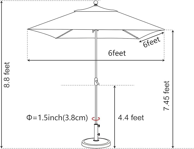 EliteShade USA 10-Year-Non-Fading 6x6Ft Square Market Umbrella Patio Outdoor Table Umbrella with Ventilation, Beige