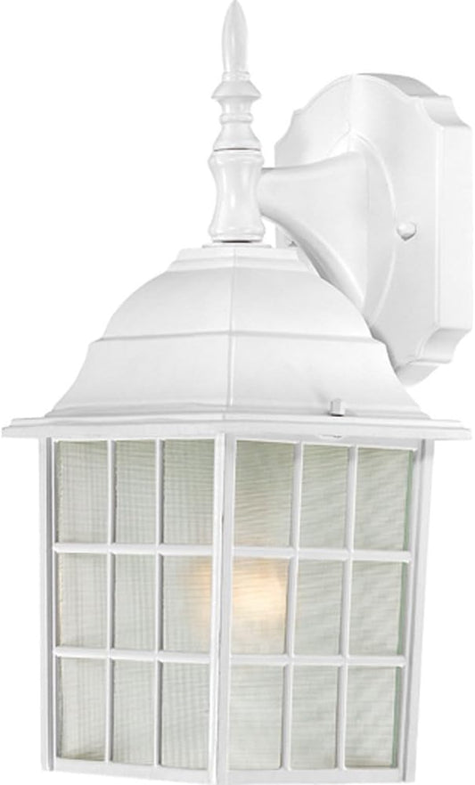Nuvo Lighting 60/4904 Adams One Light Wall Lantern/Arm Down 100 Watt A19 Max. Frosted Glass White Outdoor Fixture