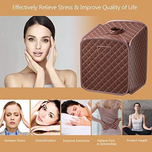 Giantex Portable Steam Sauna Spa 2L Folding Private Sauna Tent W/Chair Foot, Massage Roller, Absorbent Pad,9 Adjustable Temperature Levels for Stress Fatigue 33 x 33x 42 Inch (Coffee)
