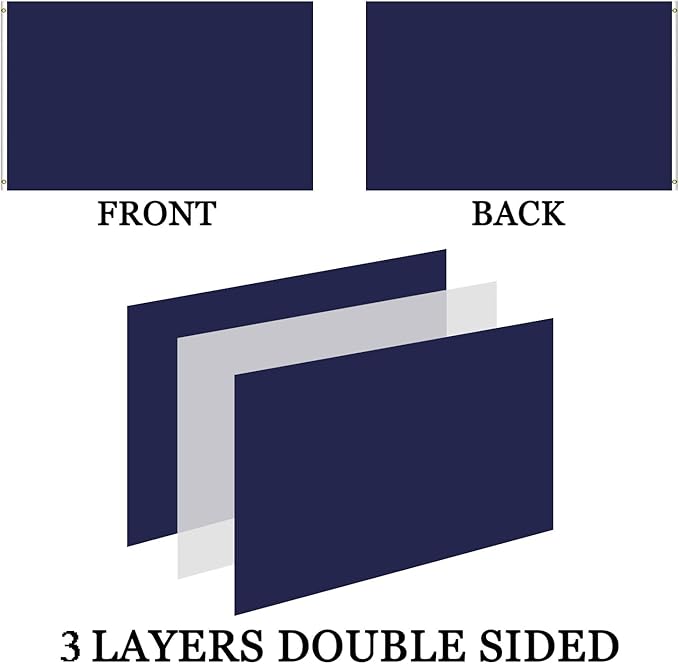 Navy Flag 2x3 Double Sided- Heavy Duty 3 Ply 210D- With Canvas Header & 2 Brass Grommets- Navy Flag 2x3 Outdoor Double Sided Heavy Duty