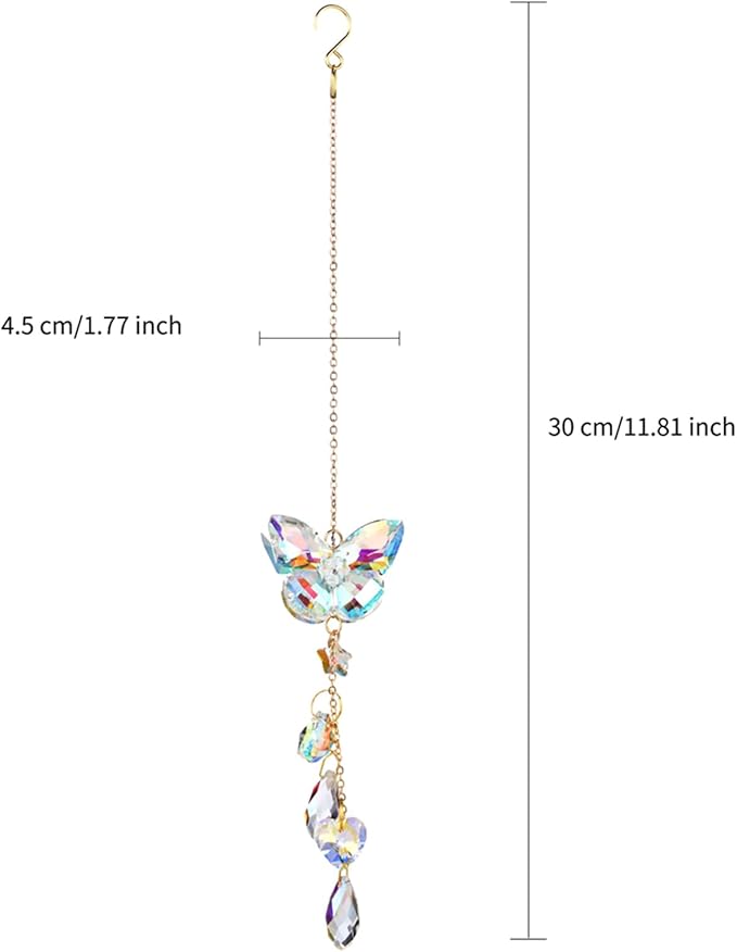 Crystal Butterfly Suncatcher for Windows Hanging Prism Ornament Indoor Rainbow Maker Home Sun Catchers Decoration, Butterfly
