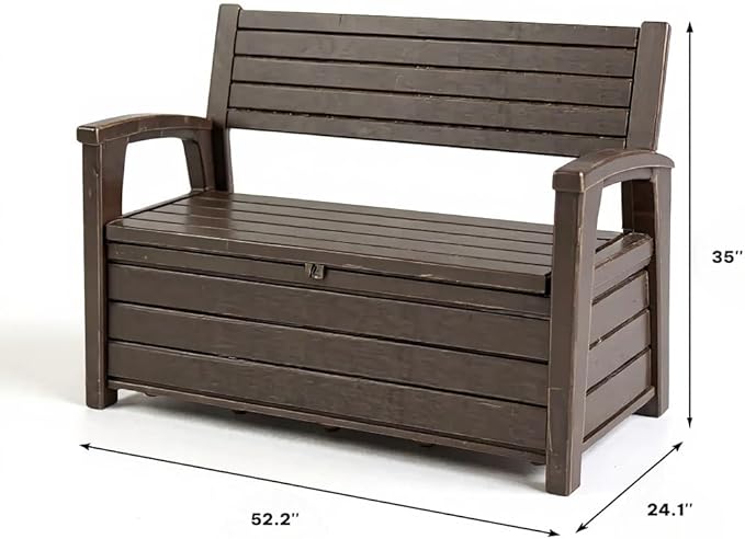 60 Gallon Plastic Resin Weather Resistant Outdoor Backyard Patio Storage Deck Box (Non-Brushed Brown)