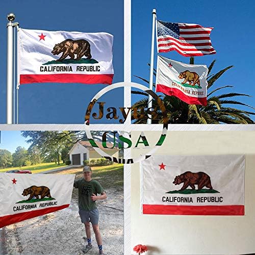 Jayus Double Sided California Ca State Flags 3x5 FT Outdoor - 320D Heavy Duty Nylon Republic of Californian Cali Bear Flag Banner with 2 Grommets