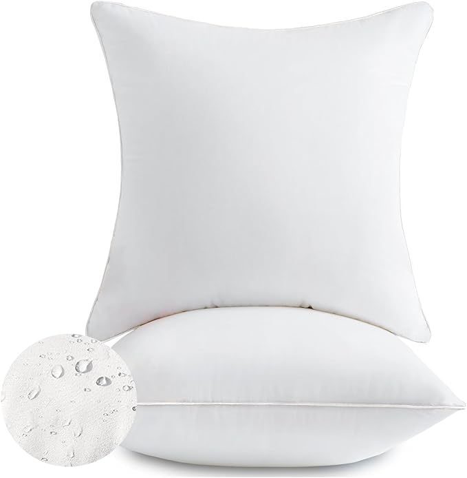 22 x 22 Outdoor Pillow Insert Pack of 2 Patio Furniture Pillows Cushion Waterproof Square Throw Pillow Inserts Decorative Couch Pillow Inserts White Sofa Sham Cushion Stuffer