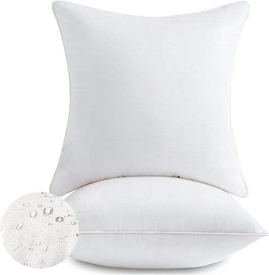 22 x 22 Outdoor Pillow Insert Pack of 2 Patio Furniture Pillows Cushion Waterproof Square Throw Pillow Inserts Decorative Couch Pillow Inserts White Sofa Sham Cushion Stuffer