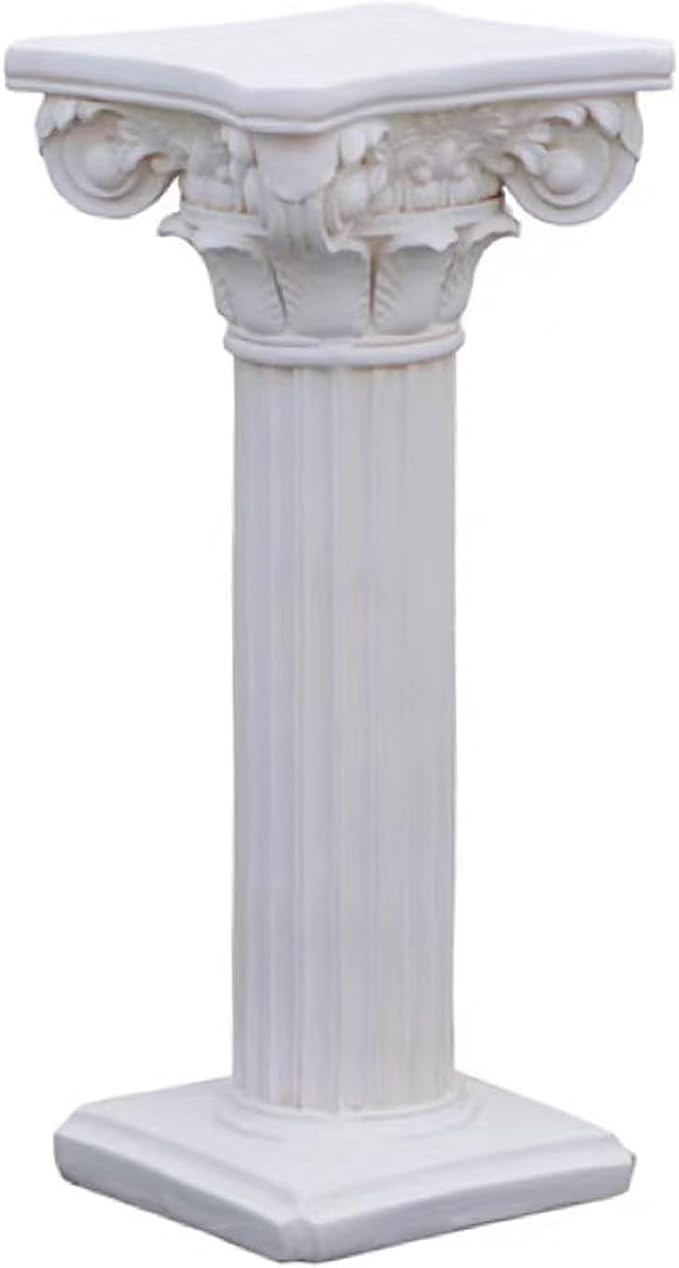 Decorative Roman Column Pedestal,MGO Cement with Fiber, Classical Garden Pillar, Indoor Outdoor Decor, Wrap Foam Safely Delivered from Local Warehouse (White, 31.5IN)