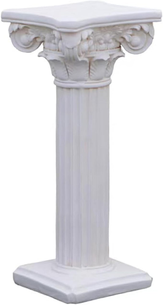 Decorative Roman Column Pedestal,MGO Cement with Fiber, Classical Garden Pillar, Indoor Outdoor Decor, Wrap Foam Safely Delivered from Local Warehouse (White, 31.5IN)