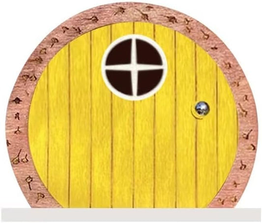 Yellow Archway Mini Fairy Garden Door for Tree, 3D Miniature Fairy Door for Fairytale Tiny House Doors, Bonsai Terrarium Micro Landscape Decoration Accessories Garden Miniatures