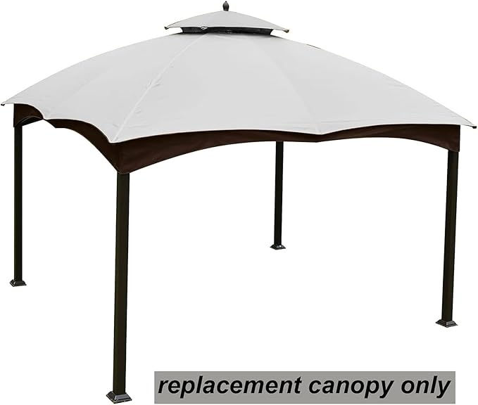 Hugline Outdoor Replacement Canopy Top Double Tier Gazebo Roof Cover for Lowe's Allen Roth 10x12 Gazebo #GF-12S004B-1 (Gray)