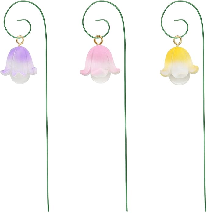 3PCS Fairy Garden Miniatures Fairy Garden Accessories Flower Set Mini Garden Micro Landscape Ornaments Lily Miniature Glow in The Dark Flower Pick Stand Set Fairy Garden Dollhouse Accessory