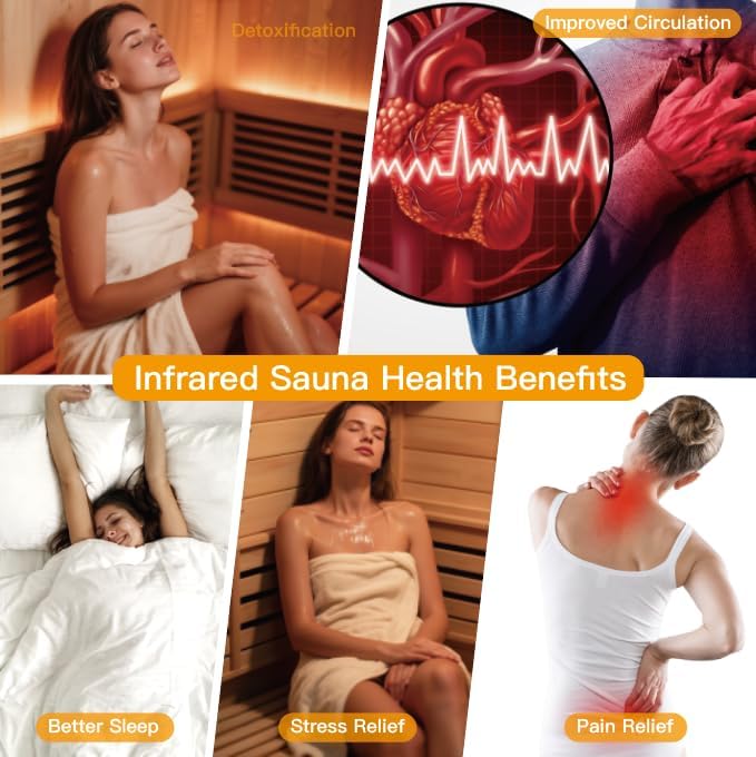 Indoor Infrared Sauna Room, Premium Canadian Hemlock Wood, Built-in Speakers, Tea Tray, Easy Setup, Quick Heating, Perfect Home Sauna, 35 * 27 * 61 Inch