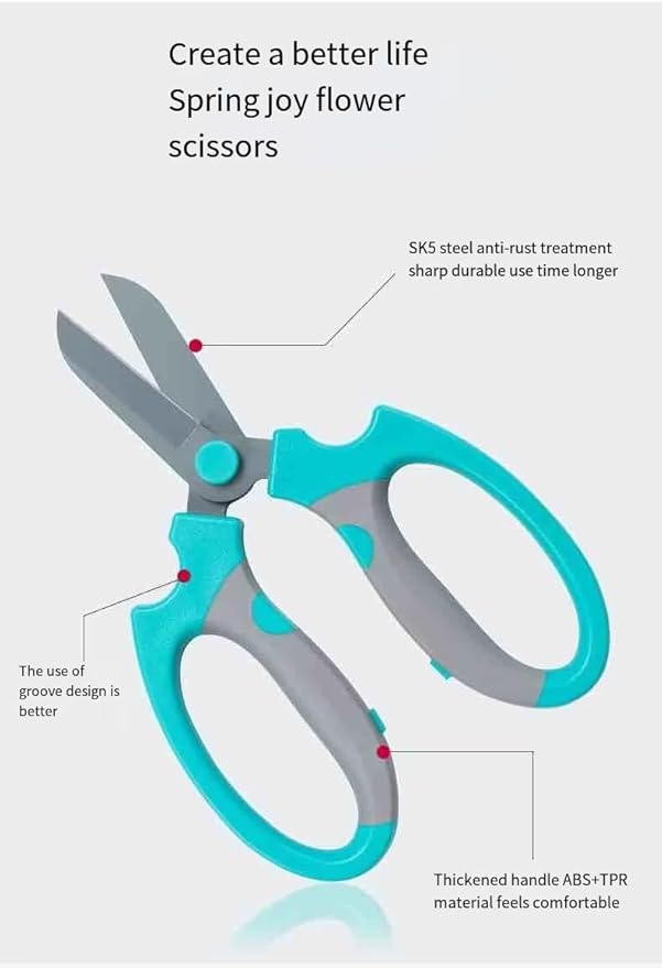 Pro Florist & Garden Shears - 3.38mm Heavy-Duty Rustproof Steel | Cuts Hydrangeas, Roses & Thick Stems | Ergo Wide-Grip Scissors for Fresh Flowers, Pruning, Ikebana