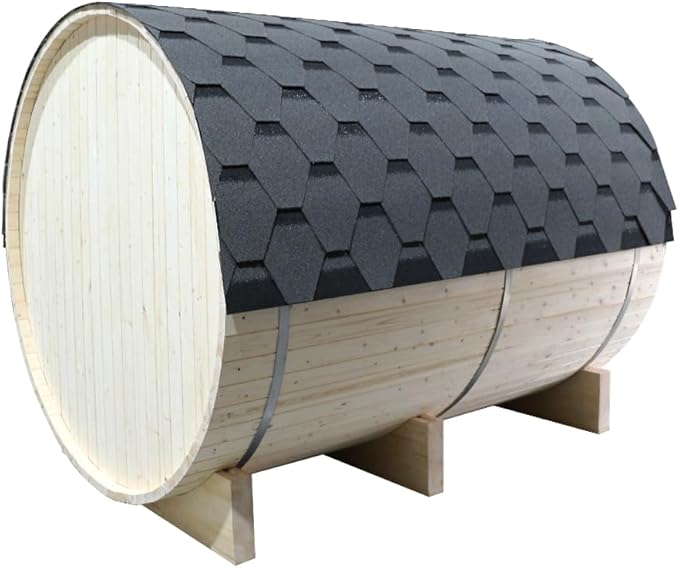 ZONEMEL Outdoor Barrel Steam Sauna, Canadian Pine Sauna Room for 6-8 Person with 6KW ETL Certified TOULE Heater,Rocks, 8mm Tempered Glass, Waterproof System