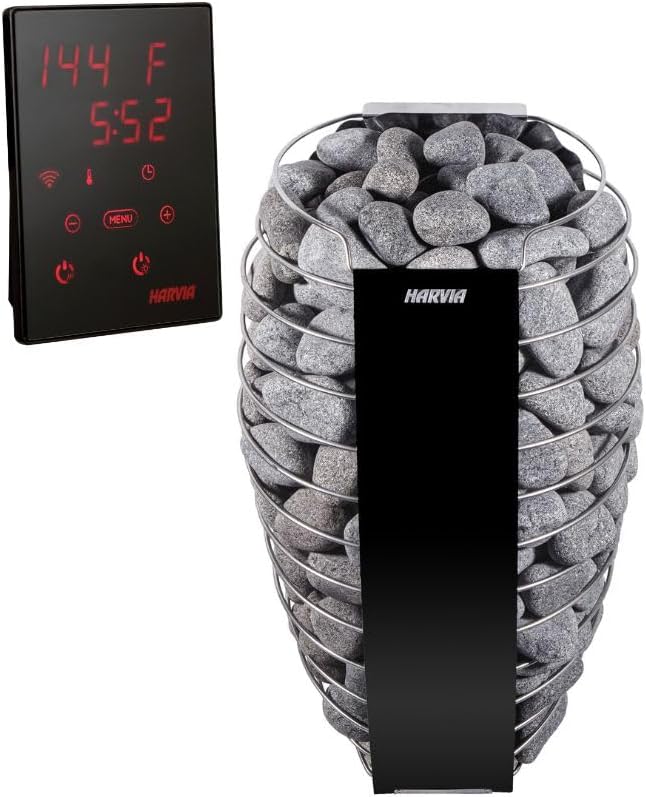 GL6 Outdoor Sauna Kit, Garden Luxury-Series Outdoor DIY Sauna Kit, Thermo-Spruce, up to 6 Persons Bundles (Sauna Heater and Sauna Stones Included) (Harvia Spirit SP90E - WiFi Xenio)