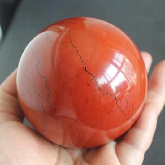 6-7CM/2.36-2.76inch Magical Natural Red Jasper Stone Ball Quartz Crystal Mineral Reiki Treatment Home Office Degaussing Decoration Collection Sphere (Red Jasper, 60-70mm)