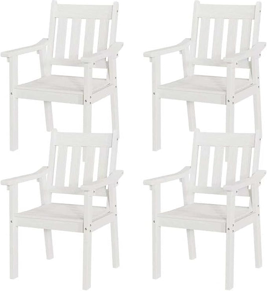 YEFU Patio Dining Chairs Set of 4: All Weather Outdoor Dining Chairs with Wide Curved Seat and Backrest - Outdoor Furniture Plastic for Outside Backyard/Garden/Porch/Deck 350lbs Capacity White