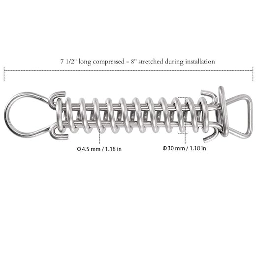 Wood Grip 10 Pack Swimming Pool Cover Stainless Steel Spring with Stopper D Ring and Protective Vinyl Spring Cover - for Winter Safety Pool Covers (10)