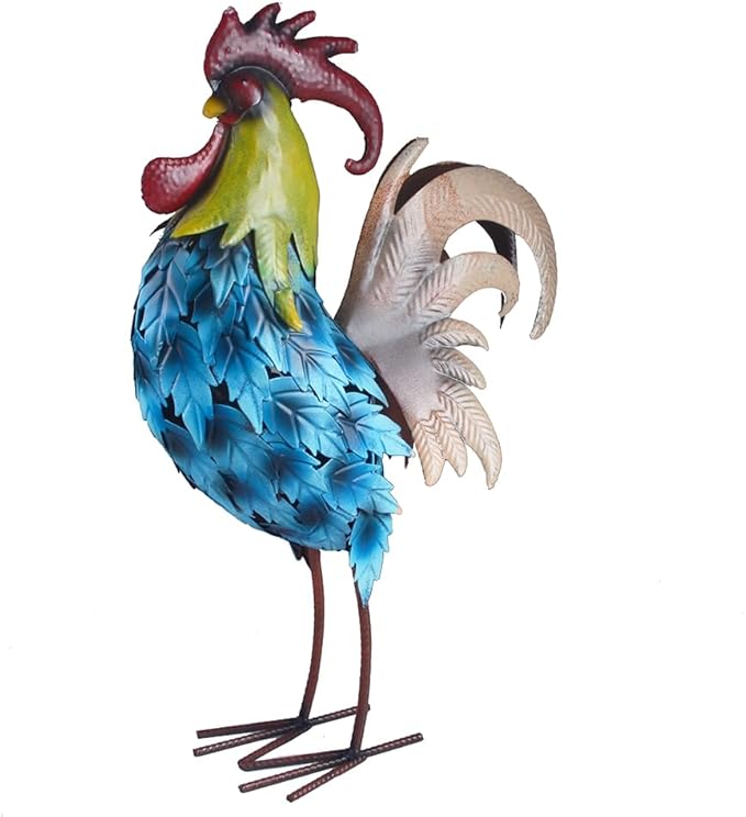 Rooster Statue Vintage Chicken Animal Sculpture Garden Decoration Metal Yard Art for Patio Lawn Backyard Outdoor Indoor Decoration