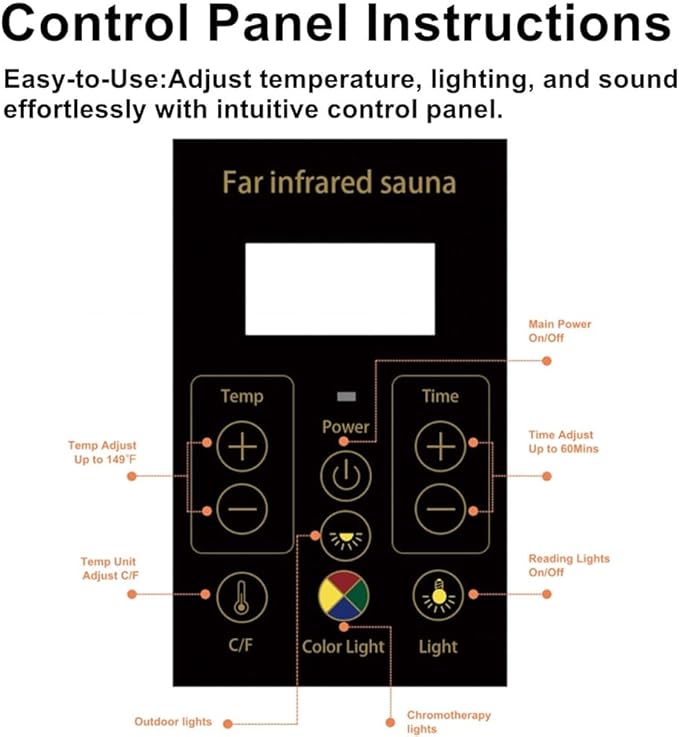 Ceramic Infrared Sauna with Backrest, 1 Person Low EMF Far Infrared Sauna for Home, 1300watt Canadian Hemlock Wood Indoor Saunas with 6 Heating Panels,Blue-Tooth Control, LCD Display